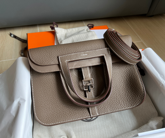 Hermès Halzan 25 Etoupe with PHW