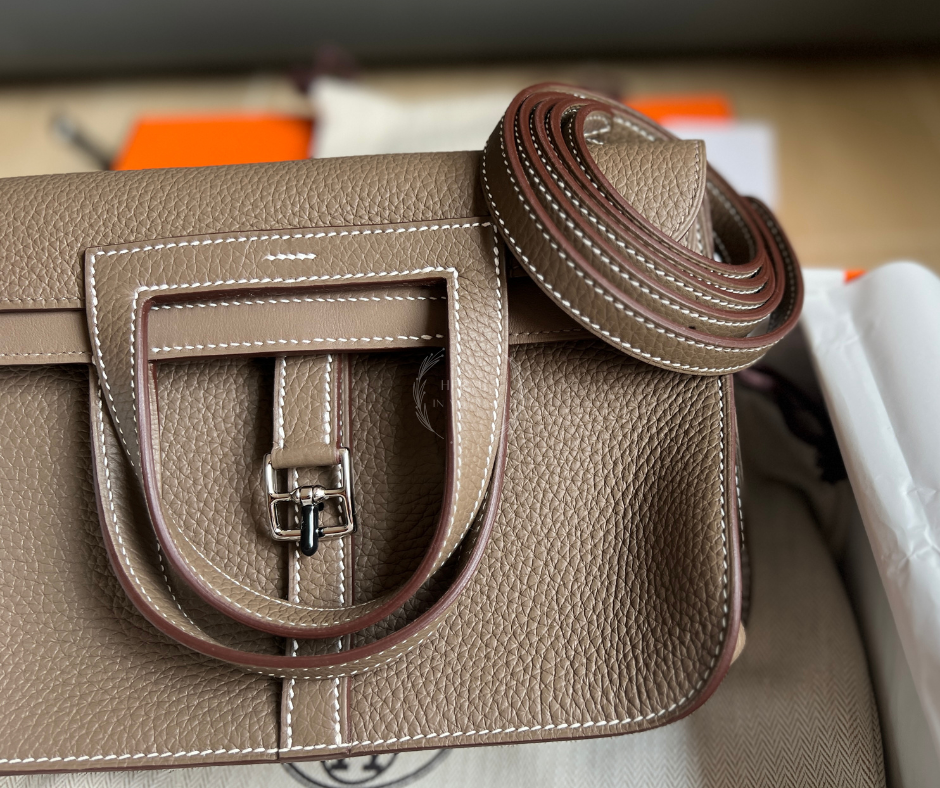 Hermès Halzan 25 Etoupe with PHW