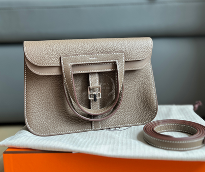Hermès Halzan 25 Etoupe with PHW